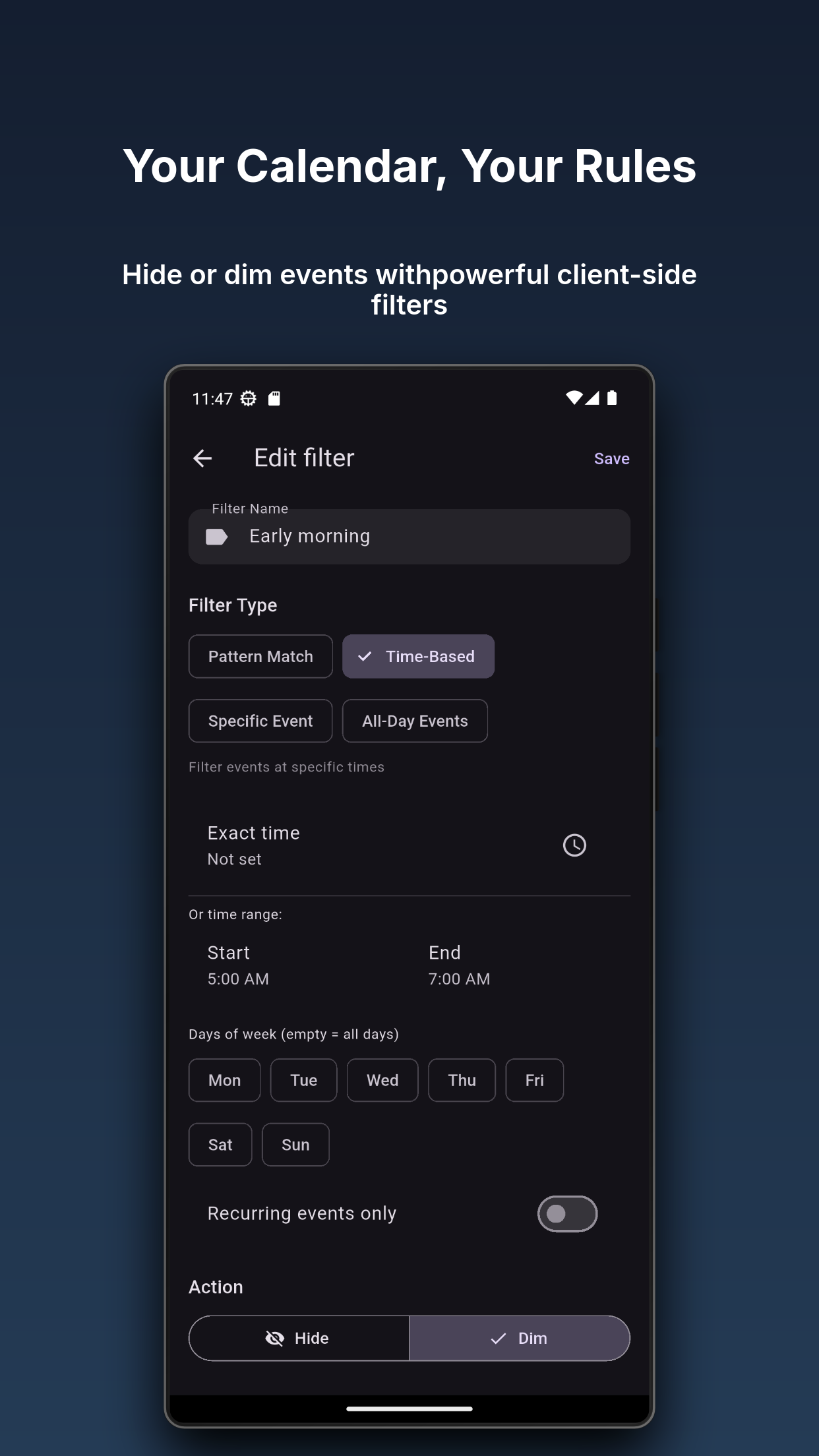 Client-side event filters